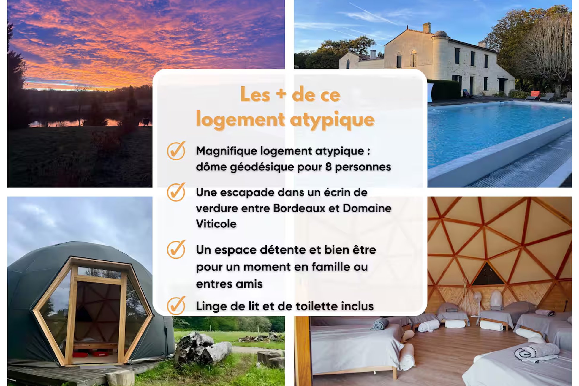 Hébergement UnicStay : Dôme nature insolite pour 2 avec vue du lac privé à Sadirac