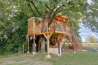 Cabane perchée et le chêne