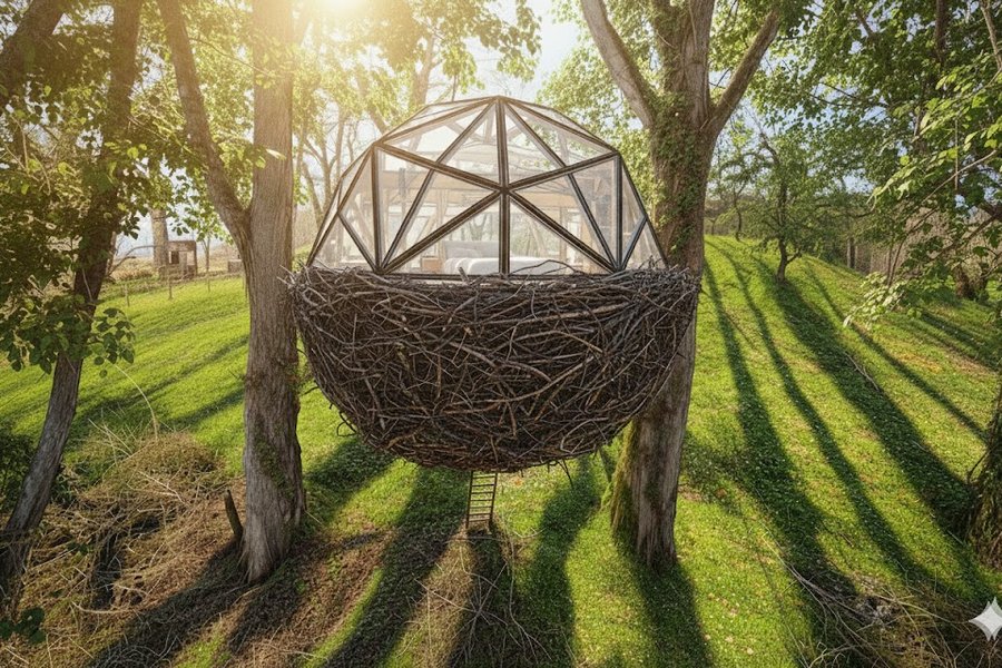 Bird House : Sphère Vitrée suspendue dans les Arbres — photo 2