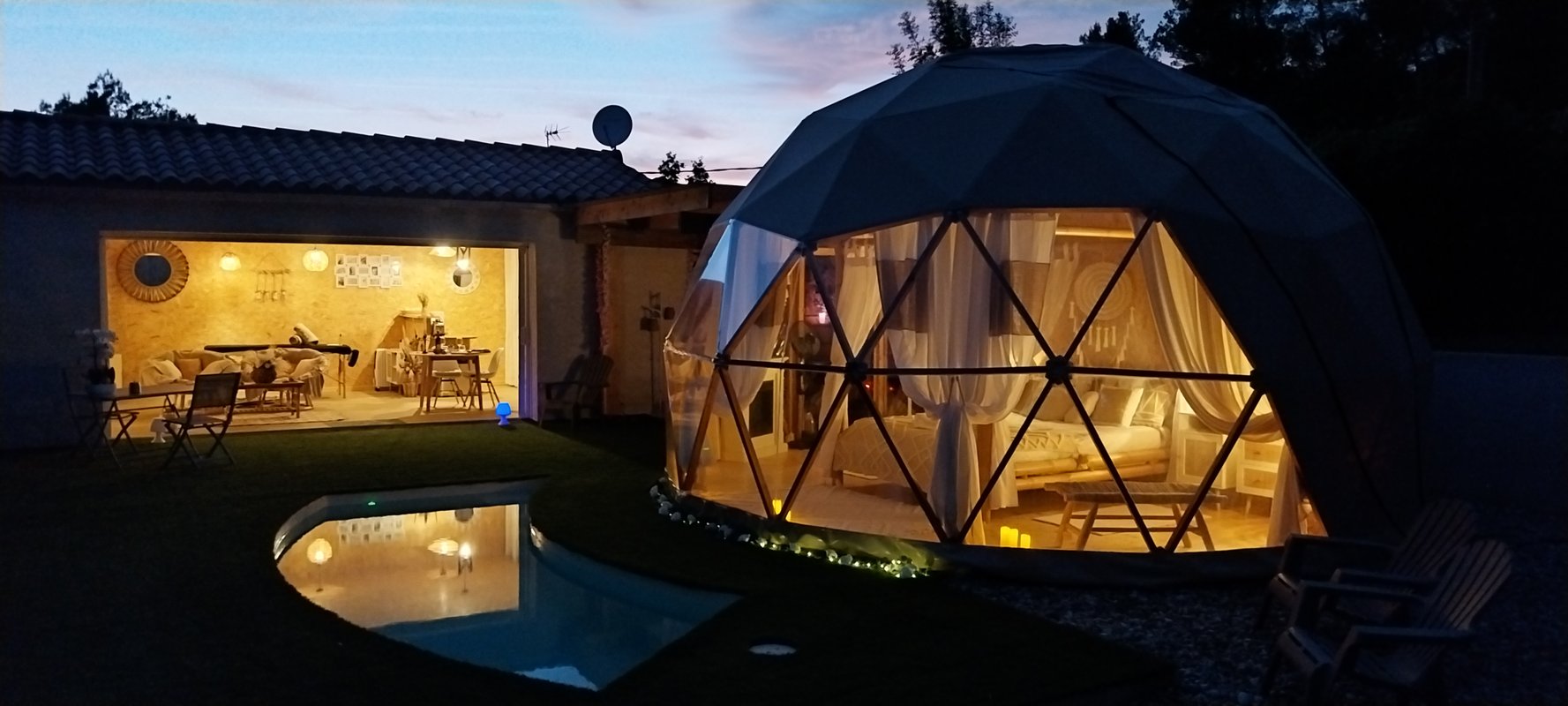 "M"ANON-Dôme Géodésique, piscine, spa et sauna. à Malves En Minervois (52)